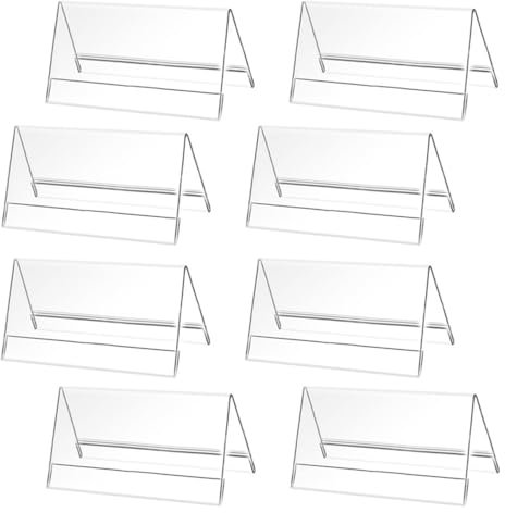 CAASFOOY 8 Stück Acryl Tischaufsteller Namensaufsteller Halter, 10 x 15 cm Tisch-Hinweishalter, Ständer Tischaufsteller, Klares Acryl-Poster, für Namensschild und Preisschild