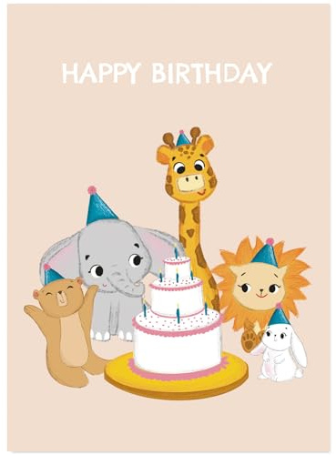 BYANIKA Happy Birthday Card | For Kids Children Boy Girl | Animal Birthday Card For Son Daughter Great Grandson Granddaughter Niece Nephew Cute