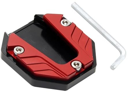 JNNJ Motorrad Ständerverlängerung, Motorrad Seitenständer Kickständer Seitenständervergrößerungsplatte CNC Aluminium Pad, Verschleißfest Motorradzubehör(Rot)