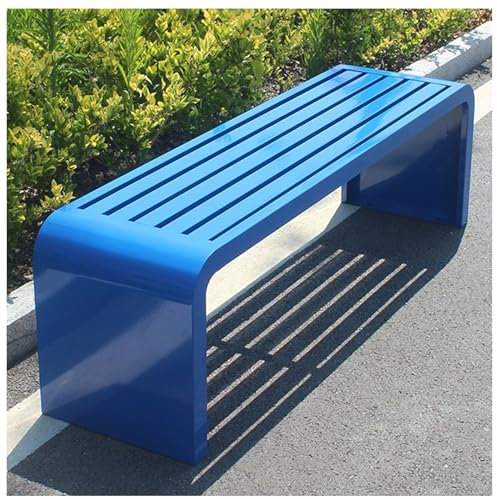 ETKIN Gartenbank Wetterfest, Gartenbank Metall, Gartenbank Ohne Lehne, Parkbank, Eisenbank Ruhebank für 2-12 Sitzer, Laubenbank für Garten, Balkon und Terrasse,Blau,120x40x45cm