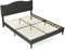 MEUBLE COSY Lit Double 140x190 cm avec Sommier à Lattes en Bois et Tête de Lit revêtement en Tissu, Scandinave, pour Chambre, Adulte, Adolescent, Gris