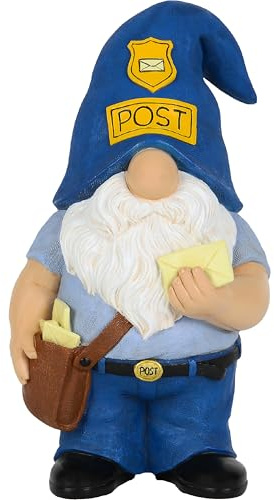 Mood Lab Garden Gnome - Funny Postman Gnome Figurine - 9.3 Inch Lawn Statue - for Outdoor or House Decor