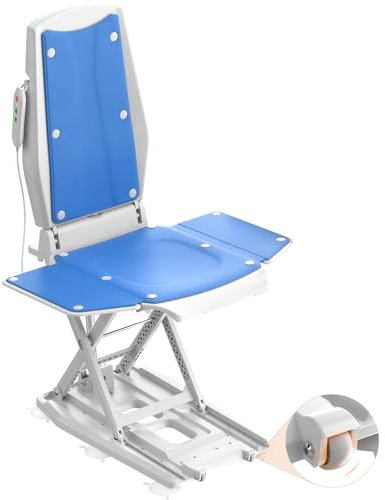 VOCIC Upgrade Electric Bath Lift Chair for Tub, IP68 Waterproof Shower Chair with Wheels, Portable Lift Assist Devices for Elderly, Suitable for Bathroom Bathtubs, Support Up to 300 LBS, AX10