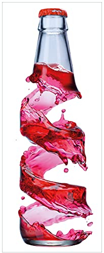 Wallario selbstklebendes Poster - Flasche mit roter Brause - Wirbelsturm, Aufkleber in Premiumqualität, Klebefolie Größe: 80 x 200 cm XXL-Poster