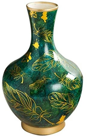 Keramikvase, Moderne Vase, 35,6 cm, dekorative Vase im China-Stil, Klassische Keramikvasen for Kunst-Wohndekoration, chinesische Retro-Tischvase aus traditionellem Porzellan, grün