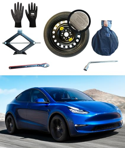 Notrad 18 kompatibel mit Tesla Model Y mit Wagenheber, Schlüssel, Handschuhe und Tasche 145/80R18
