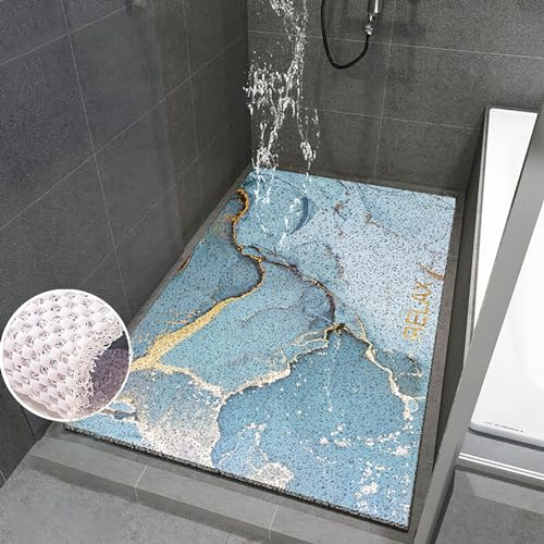 Pevfeciy rutschfeste Duschmatte 60x100 cm Antirutschmatte dusche Bunte Meeresmuster PVC Duscheinlage rutschfest Mit Haken Weich bequem Duschvorleger Hohe Wasserdurchlässigkeit