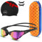 danvalis Gafas de natación hombre, polarizadas, gafas natacion mujer, con Estuche de gafas y Gorro natación e intercambiador medida nasal,gafas de natación,gafas piscina