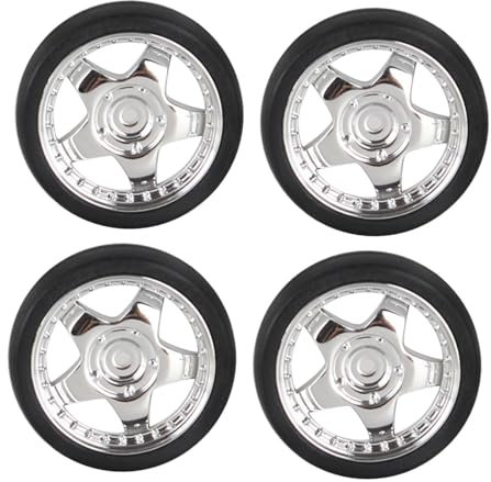 rockible 4X RC Auto Reifen Ersatz Felge und Reifen Set für 1:18 RC Elektrische LKW, Silber