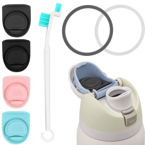 Incycall Bouchon de rechange compatible avec Owala FreeSip 24 oz / 32 oz, bouchon en silicone sans BPA, joint supérieur pour bouteille d'eau Owala 19-40 oz, 4 couleurs + 1Brush