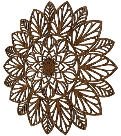 SENTOP HDF0255 Geschnitztes Bild an der Wand aus Holzmaterial für den Innenraum, Blume (Walnuss, 40 cm)