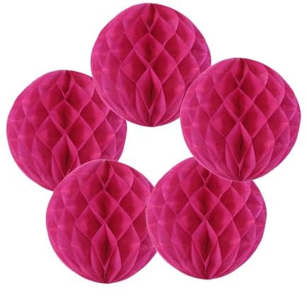Wabenbälle, Seidenpapier-Blumenbälle, 10,2 cm, 15,2 cm, 20,3 cm, 25,4 cm, 30,5 cm, für Hochzeit, Geburtstag, Party, Dekoration, Hot Pink, 5 Stück