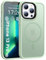 HuwaiH Magnetic case for iPhone 13 pro, 12FT Military Grade Protection Drop Shockproof, Anti-Fingerprint Translucent Matte Case for iPhone 13 pro(Light green)