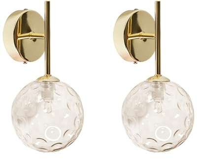 Wandlampen mit Glasschirmen beige / gold rund glamourös 2er Set Anadyr
