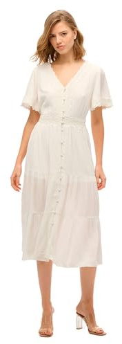 Superdry Damen Kurzärmeliges Ibiza Midikleid Wollweiß 44