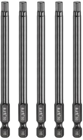 sourcing map 5pcs Hex Head Wrench Drill Bit 5mm(H5) Metric 1/4 Hex Shank 4(100mm) Length S3 Steel Magnetic Impact Drivers Screwdriver Bit Industrial Grade Hexagon Electric Drill Bits