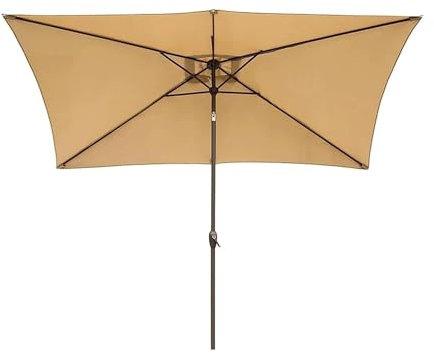 Ombrellone da esterno 2,0 x 3,0 m, ombrellone rettangolare con funzione inclinabile e manovella, ombrellone da spiaggia per giardino, piscina e cortile., a, 2*3m