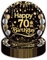 EVYIENEN 50Pcs Black and Gold 70th Birthday Paper Plates,7inch Happy Birthday Disposable Paper Plates Party Decorations for Man Women 70th Party Supplies
