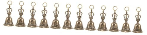 ibasenice 4sets Bell Keychain Handing Bells Instruments Gold Chime Doorbell Chime Jingle Decor Musical Led Light Ring Cowbell Doorbell Garden Cloche Charms Cloche De Noel Locket Brass 3pcs*4