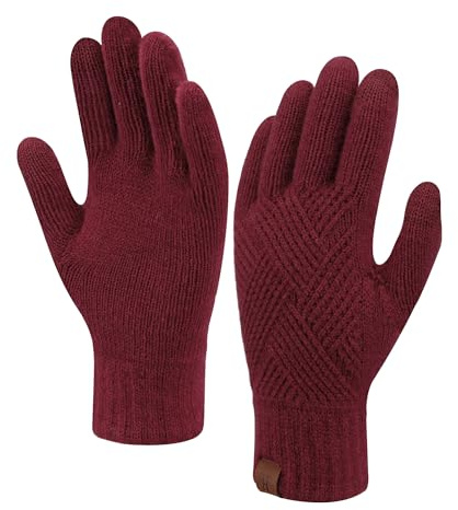 Bequemer Laden Womens Winter Warm Knit Touchscreen Gloves Cold Weather with Thermal Fleece Lined