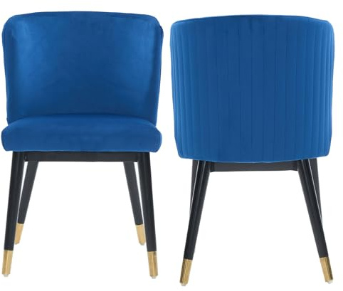 Life Interiors Sofina Modern Tufted Velvet Dining Chair – Upholstered Accent Chair with Curved Back, Gold-Tipped Rubberwood Legs & Durable Wooden Frame - Dining Room Living Room Restaurants