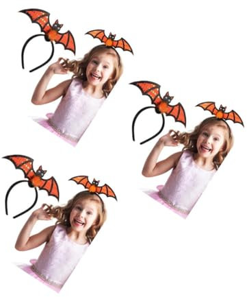 Healeved 3 Pièces Bandeau Halloween Forme de Chauve Souris Accessoire pour Maquillage Fête Ajustable et Confortable pour Âges