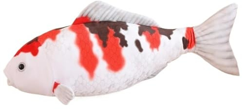 KUKUShining Koi Fisch Plüsch, Simulation Fischkissen Kuscheltier Wurfkissen Weiches Stofftier Karpfen Plüschkissen Meerestier Plüschtier Spielzeug