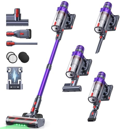 SMOTURE Cordless Vacuum Cleaner, 650W 55KPA 70Mins Vacuum Cleaners for Home, Cordless Stick Vacuum with LED Touch Screen, Anti-Tangle Wireless Vacuum, Handheld Vacuum for Pet Hair/Carpet/Floor