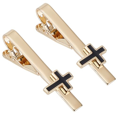 WEBEEDY 2 Stück Krawattenclips Für Männer Kreuz Krawattenclip Set Gold Krawattennadeln Klassischer Vintage Stil Krawattenstifte Für Hochzeitsanzüge Geschäftstreffen Weihnachtsschmuck Geschenk