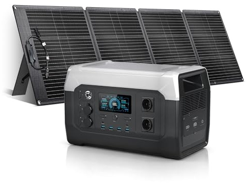 CTOLITY XP1000 Tragbare Powerstation mit 200W Solarpanel, 1024Wh Solargenerator mit 1800W Ausgang, LiFePO4 Batterie Schnellladung für Camping, Wohnmobil, Off-Grid, Zuhause, Notfall, Notstromaggregat