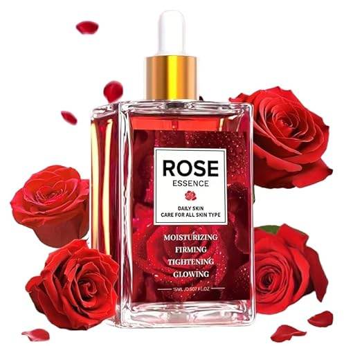 Rose Essence, Rosewater Facial Serum, Skin Glow, Hydrating, Firming, Uneven Skin Tone, Non-Greasy, Fast-Absorbing Formula with Rose Extract, Korean Skincare for Neck, Hair, Nails And Body Care