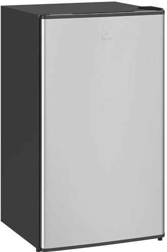 HOMCOM Réfrigérateur Congélateur Petit Réfrigérateur à Une Porte 91L Argent | Étagères Modulables, Compartiment Congélateur, Design Sous-Comptoir