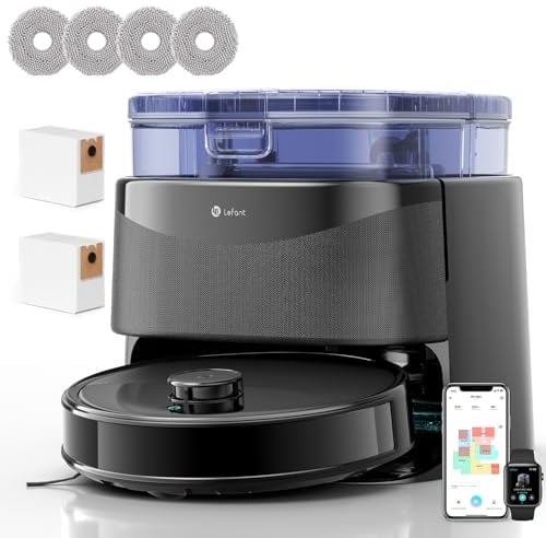 Lefant M3 Robot Aspirapolvere e Lavapavimenti con Mappatura, Laser dToF 360°, 12000Pa, Stazione All-in-One, Autosvuotamento 3.2L, Lavaggio Mop 45°C, Ostacoli PSD, WiFi 2.4G/5G, Alexa/APP
