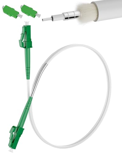 VANDESAIL 2m(6.6ft) LC/APC to LC/APC Fiber Optic Internet Cable | Armored Single Mode Patch Cable, Fiber Optic Jumper Optical Patch Cord - SIMPLEX - 9/125um - OS1/OS2 Compatible, LSZH White