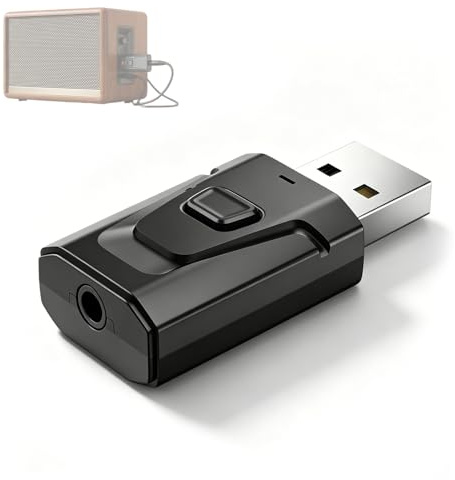 Zyrtkeriom Adaptador Bluetooth USB para TV, Pc Y Coche, Transmisor Receptor Bluetooth 5.0 con Jack 3,5Mm, Dispositivo De Audio Portátil con Micrófono para Manos Libres Y Música
