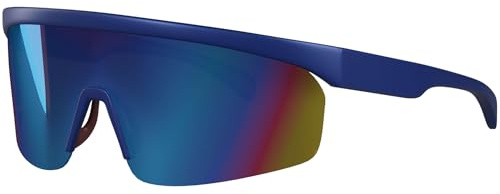 BEZLIT Sport Sonnenbrille Herren Damen verspiegelt UV Protect Fahrradbrille Radbrille Freizeitbrille für Biken Skaten Outdoor (Blue Red)