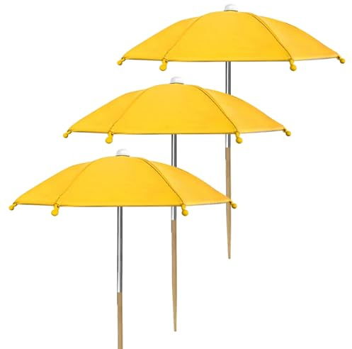 Striegro 3 Paraguas para Plantas, 11 x 14 Pulgadas, Paraguas para Plantas al Aire Libre, Mini protección contra el Sol y la Lluvia para Interiores y Exteriores, Amarillo.