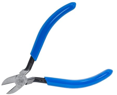 Klein Tools D257-4 Pliers, Diagonal Cutting Midget Electronics Pliers with Beveled Edges, Tapered Nose and Short Jaws, 4-Inch