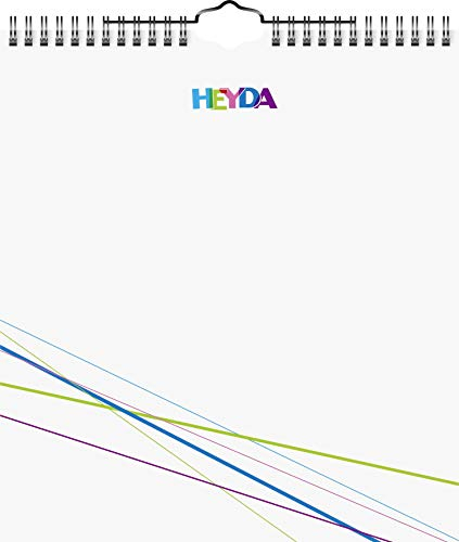 Heyda 2070451 Bastel-/Kreativkalender, 13 Monatsblätter, 215 x 240 mm, Kalendarium immerwährend, Wire-O-Bindung mit Aufhänger, Deckblatt weiß