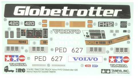 Tamiya 309495346 - Aufkleber Truck Volvo FH12 Globetrotter, Blau