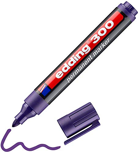 edding 300 Permanentmarker - violett - 1 Stift - Rundspitze 1,5-3 mm - wasserfest, schnell-trocknend - wischfest - für Karton, Kunststoff, Glas, Holz, Metall, Glas