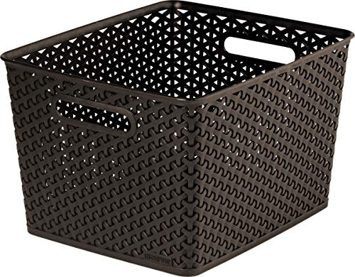 Curver My Style 196897 Aufbewahrungskorb, stapelbar, Rattanoptik, groß, 30 l, schokoladenfarben