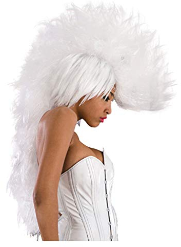 Horror-Shop Weiße Punk Perücke mit Mohawk für Fasching & Karneval