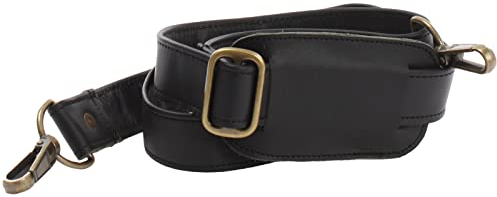 LECONI Trageriemen Leder Schulterriemen breiter Schultergurt für Taschen Umhängegurt längenverstellbar 3,5x150cm schwarz LEC-R3