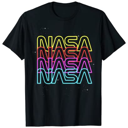 NASA Neon Rainbow Repeat Text Logo Premium T-Shirt T-Shirt