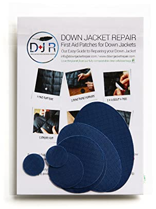 Down Jacket Repair Patches: Easy to Use, Pre-Cut, Self-Adhesive, Waterproof Fabric, Tear-Resistant Rip-Stop Nylon Fabric Patches for Clothing, Down Jacket Patches, Outdoor Gear - Dark Blue