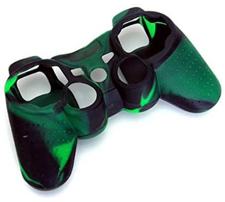 ACAMPTAR Funda Protectora de Silicona para Controlador de PS2 PS3 - Verde Oscuro y Negro