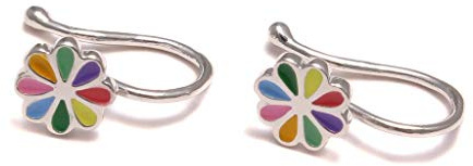 Loveyourdiamonds Bunte Ohrclips Blümchen aus 925 Sterling Silber für Kinder