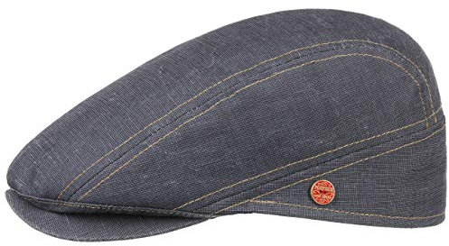 Mayser Delian UV-Schutz Flatcap Baumwollcap Schirmmütze Schiebermütze Sommercap Leinencap Herren - Made in The EU mit Schirm, Schirm Sommer Frühling-Sommer - 57 cm blau