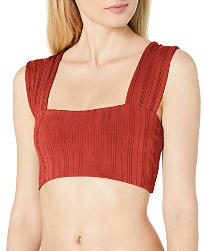 Vince Camuto Damen Reversible Convertible Bikini Top Swimsuit Bikinioberteil, Papaya mit Rippeneffekt, Small
